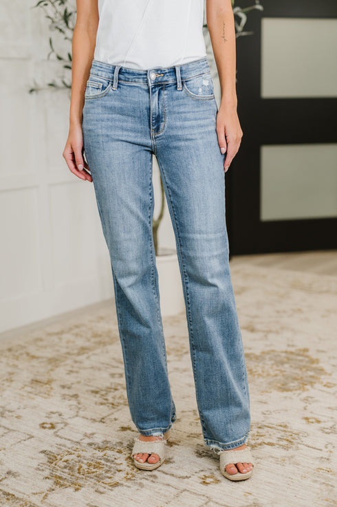 Lorena Mid Rise Vintage Wash Bootcut Jeans