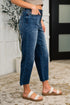 Maisie High Waist Back Pocket Embroidery Crop Wide