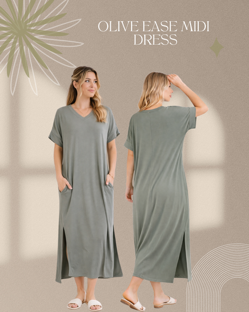 Olive Ease Midi Dress