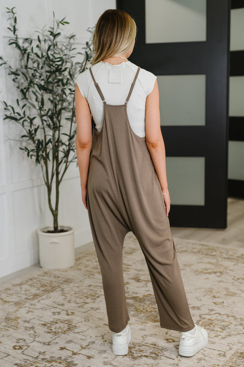Mood Match Relaxed Spaghetti Strap Jumpsuit in Mocha