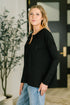 Never Been So Sure Lace Accent Henley Top in Black
