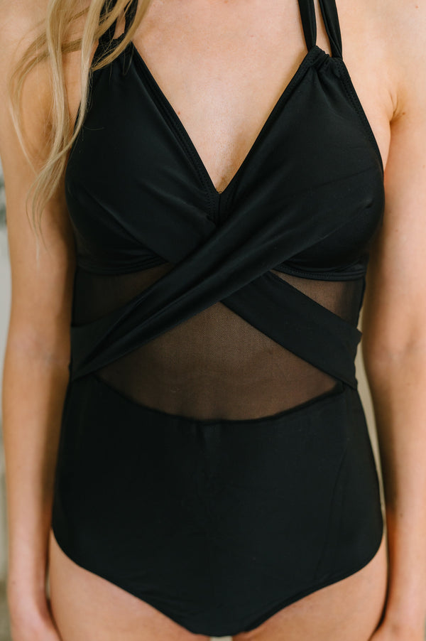 Palma Mesh Detail Halter Swimsuit