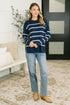 Parallel Lives Drop Shoulder Casual Top in Navy