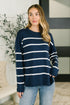Parallel Lives Drop Shoulder Casual Top in Navy