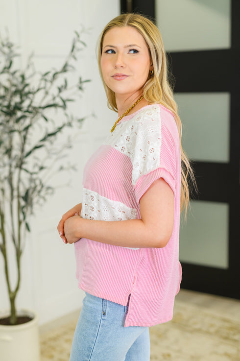 Parlour Picnic Color Block Knit Top in Pink