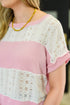 Parlour Picnic Color Block Knit Top in Pink