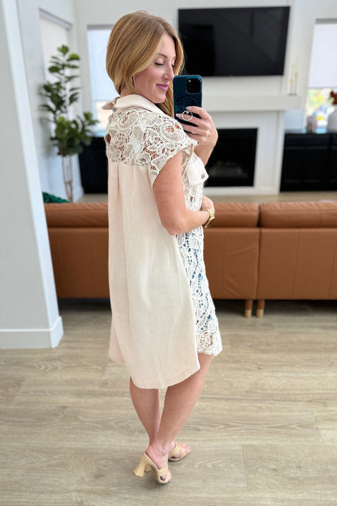 Pieces of Me Longline Lace Button Up