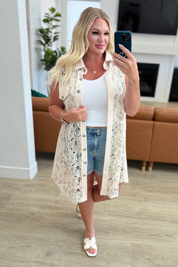 Pieces of Me Longline Lace Button Up