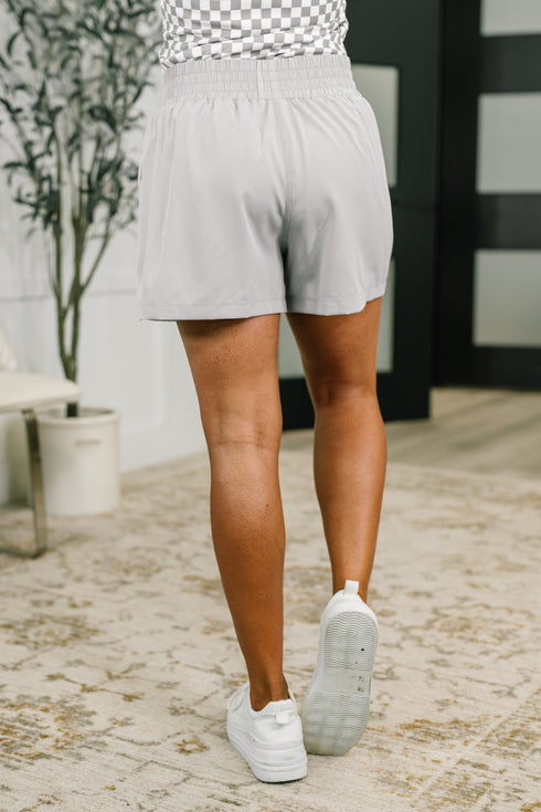 Rile Me Up High Waisted Shorts in Light Grey