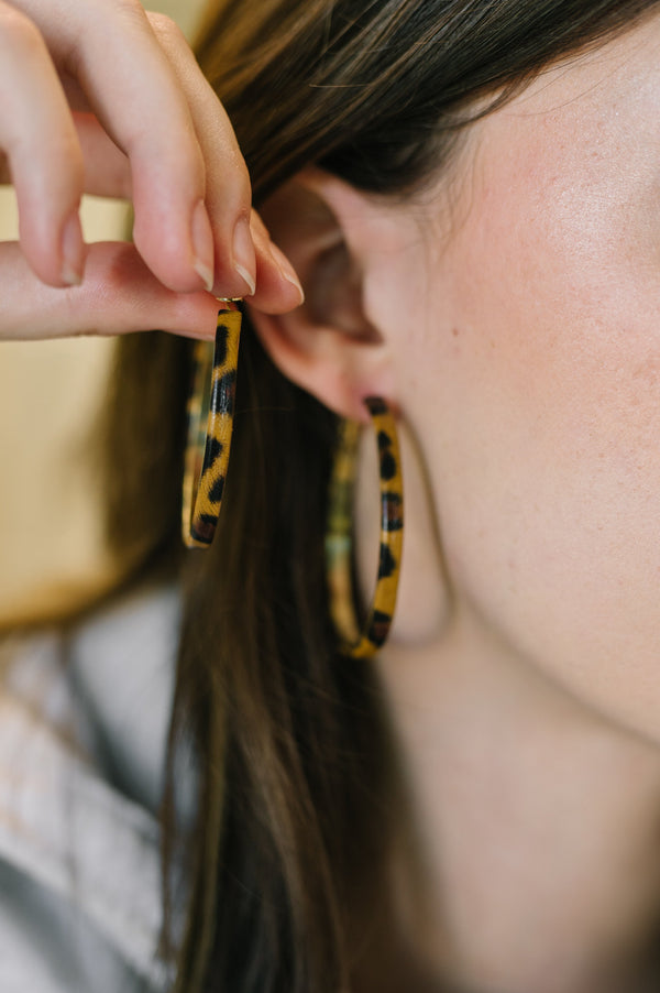 Sassy Assist Leopard Print Hoop Earrings