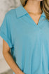 Sea You Soon Collared Top in Costal Blue