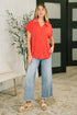 Sea You Soon Collared Top in Hot Coral