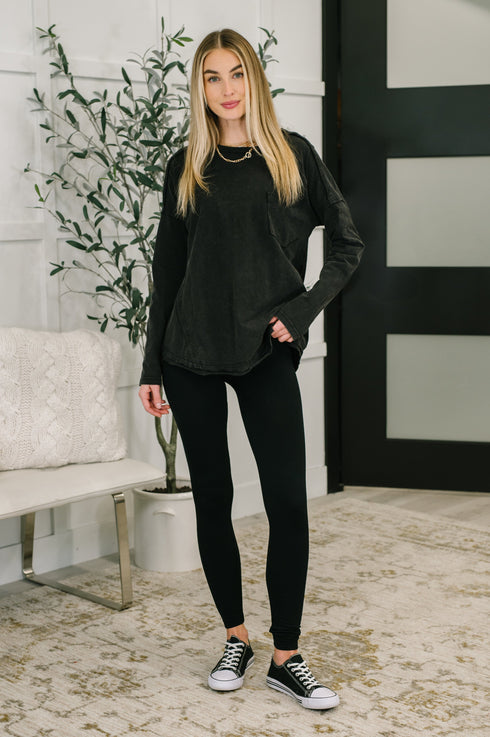 Simple as That Drop Shoulder Exposed Seam Top