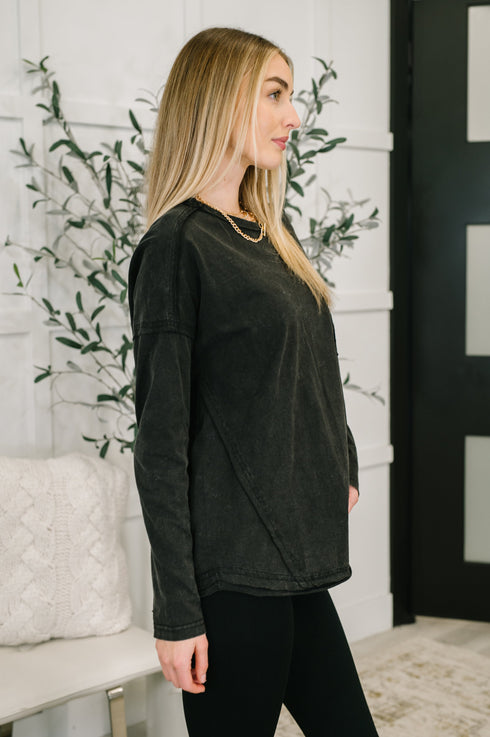 Simple as That Drop Shoulder Exposed Seam Top