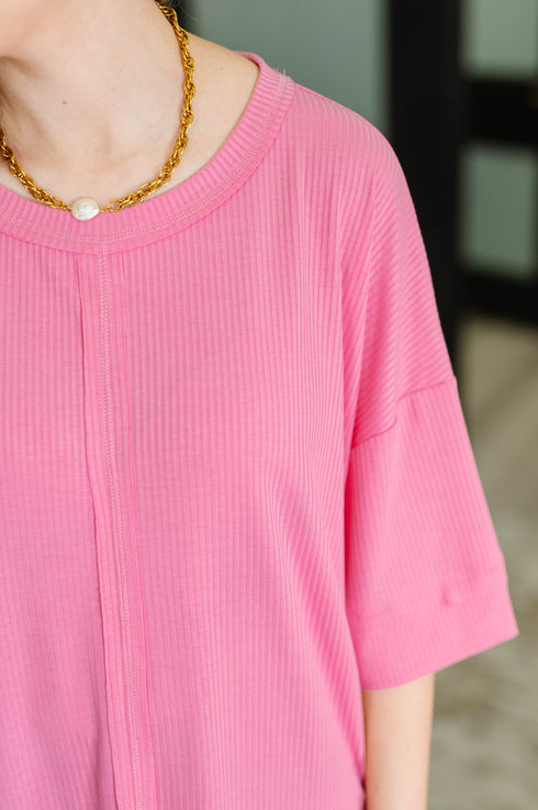 Stay On Top Relaxed Tee in Candy Pink