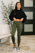 Sunday Splits High Waisted Leggings in Dark Olive