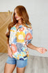 Sunset Serenade Split Neck Blouse in Honey