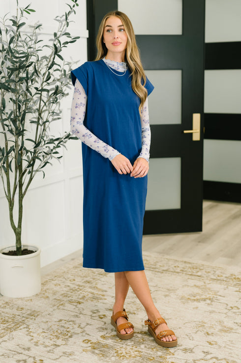 Sweet Like That Casual Dress in Light Navy