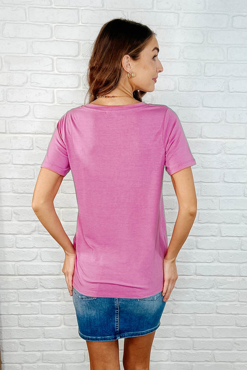 The Every Outfit Basic V-Neck Top in Candy Pink