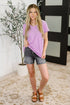 Top Shelf Basic V-Neck Ribbed Tee in Lavender