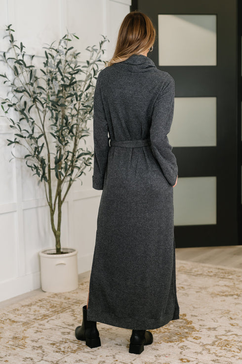 Travel Plush Knit Dress in Charcoal