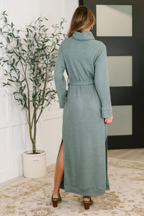 Travel Plush Knit Dress in Soft Teal
