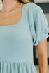 Twirlin’ Dirty Cable Ribbed Knit Dress in Sage Green