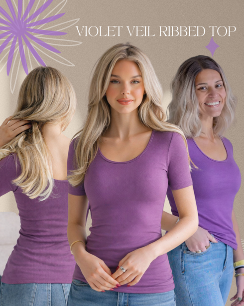 Violet Veil Ribbed Top