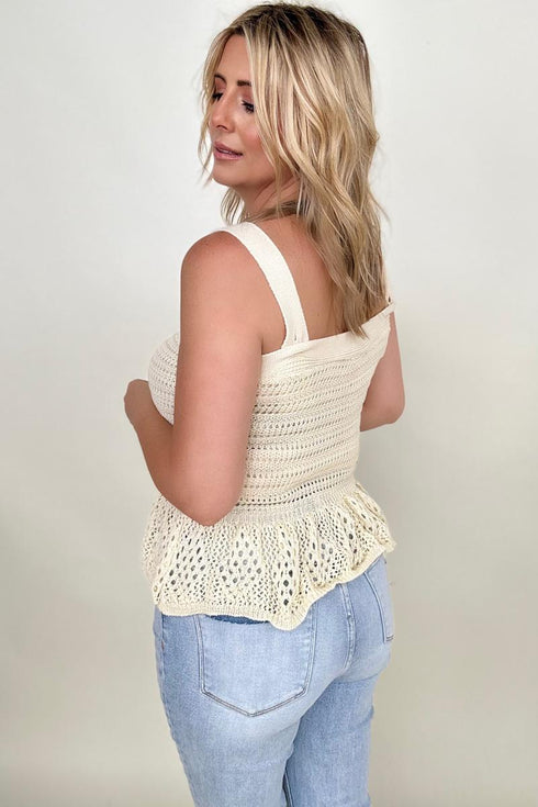 Davi & Dani Knit Peplum Tank Top Natural