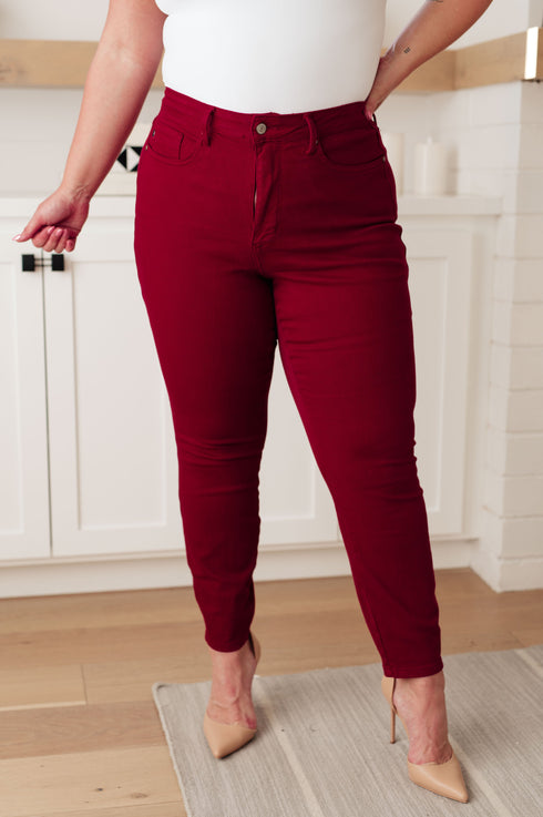Wanda High Rise Control Top Skinny Jeans Scarlet Judy Blue