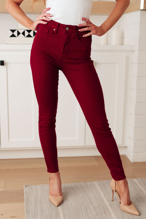 Wanda High Rise Control Top Skinny Jeans Scarlet Judy Blue
