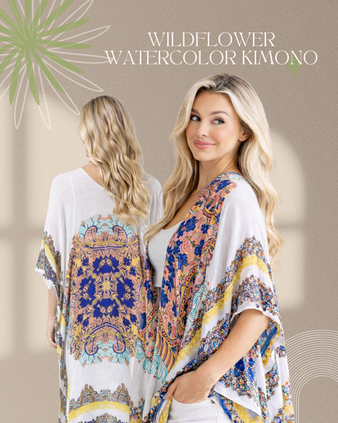 Wildflower Watercolor Kimono