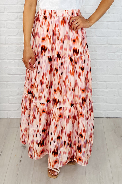 Words Fail Me Watercolor Print Maxi Skirt