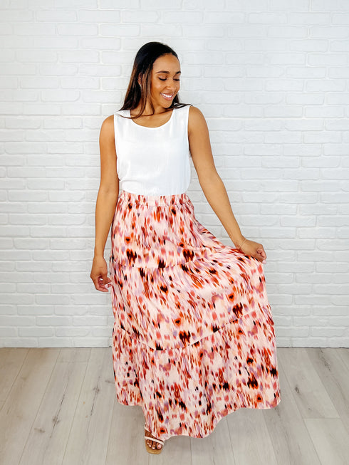Words Fail Me Watercolor Print Maxi Skirt