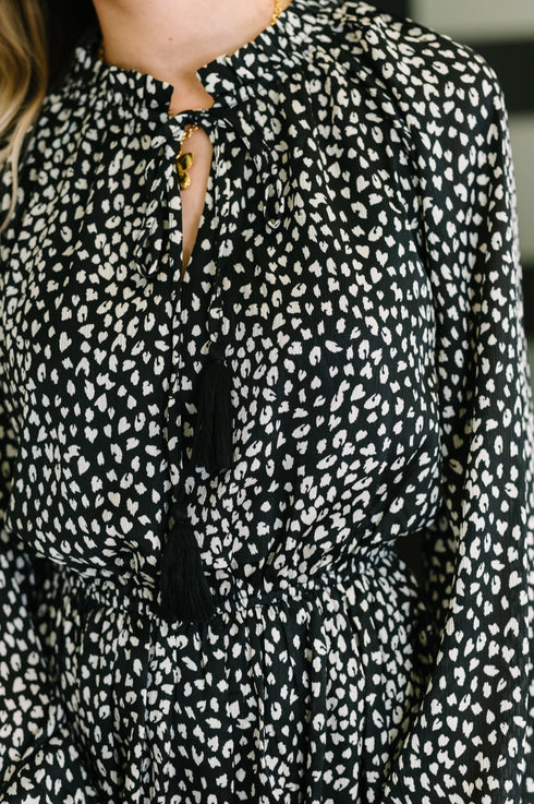 A Cheeky Little Time Tiered Dress in Black - LISA MARIE BOUTIQUE - Womens - Small -