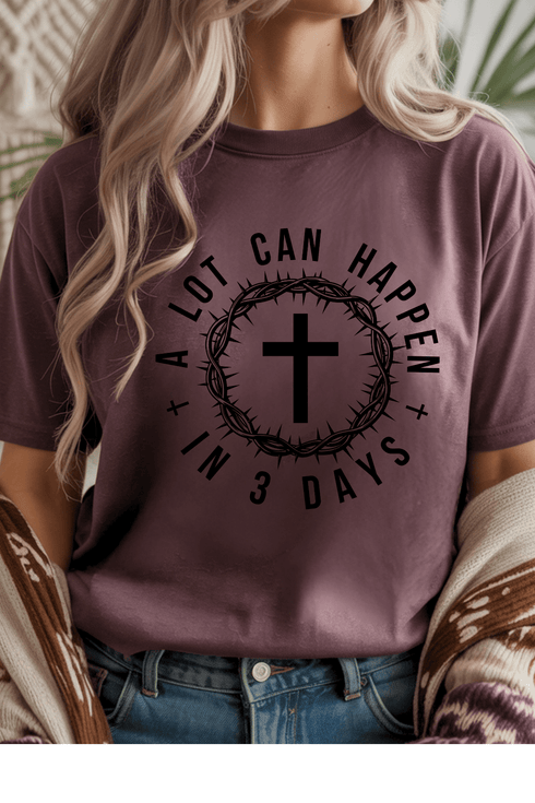 A Lot Can Happen T-Shirt - LISA MARIE BOUTIQUE - S - Heather Maroon Gildan Tee -