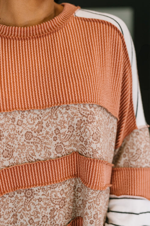 All Over the Place Color Block Relaxed Pullover - LISA MARIE BOUTIQUE - Womens - Small -