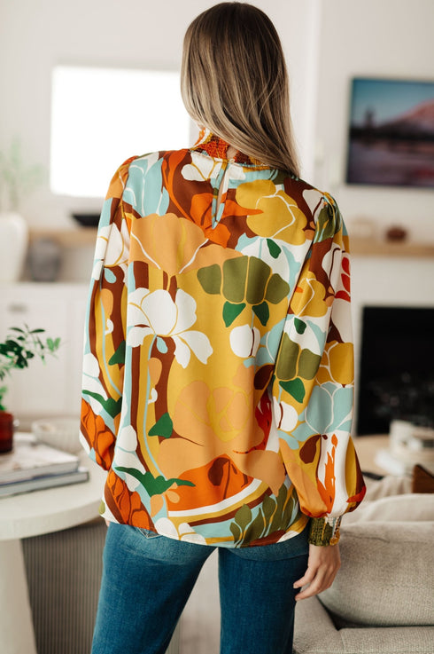 All Together Now Mock Neck Blouse - LISA MARIE BOUTIQUE - Tops - Small -