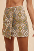 Annie Wear Ethic Woven Jacquard Wrap Mini Skirt - LISA MARIE BOUTIQUE - YELLOW GREEN MULTI - S -