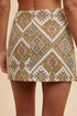Annie Wear Ethic Woven Jacquard Wrap Mini Skirt - LISA MARIE BOUTIQUE - YELLOW GREEN MULTI - S -