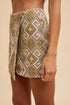 Annie Wear Ethic Woven Jacquard Wrap Mini Skirt - LISA MARIE BOUTIQUE - YELLOW GREEN MULTI - S -