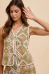Annie Wear Ethnic Woven Jacquard Tie Front Vest - LISA MARIE BOUTIQUE - YELLOW GREEN MULTI - S -