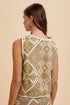 Annie Wear Ethnic Woven Jacquard Tie Front Vest - LISA MARIE BOUTIQUE - YELLOW GREEN MULTI - S -