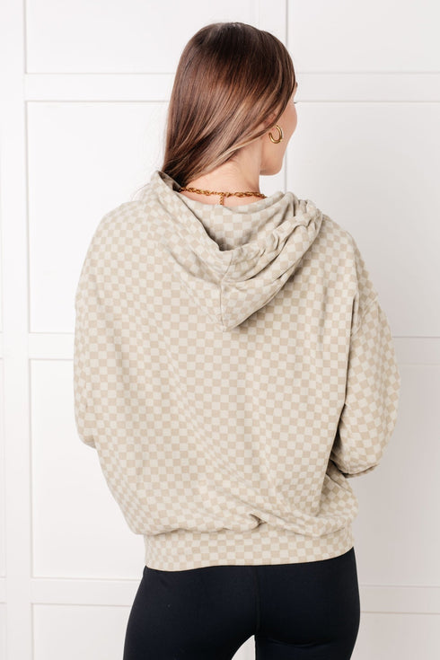 Ask Me Out Checkered Hoodie in Sage - LISA MARIE BOUTIQUE - Tops - Small -