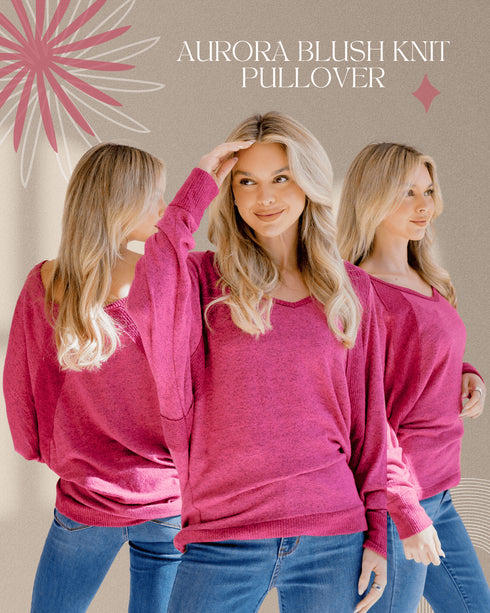 Aurora Blush Knit Pullover - LISA MARIE BOUTIQUE - S -