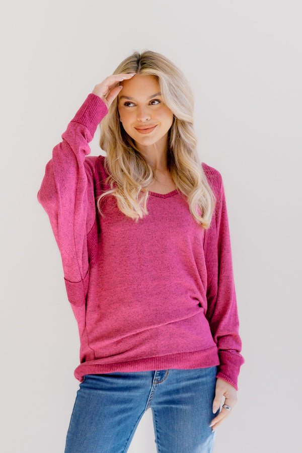 Aurora Blush Knit Pullover - LISA MARIE BOUTIQUE - S -