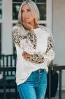 Contrast Leopard Panel Balloon Sleeve Tee