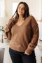 Back to Life V - Neck Sweater in Mocha - LISA MARIE BOUTIQUE - Tops - Small -