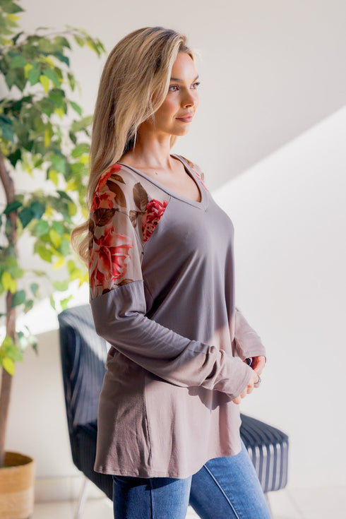 Blush Over Ash Long Sleeve - LISA MARIE BOUTIQUE - S -