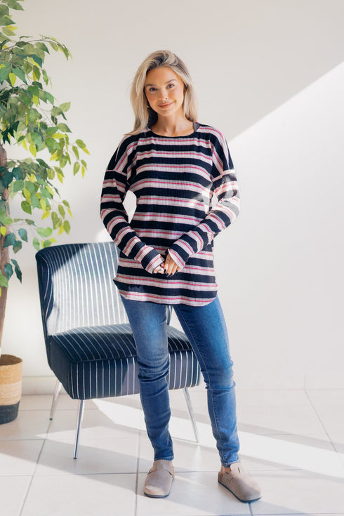 Blush Veil Horizon Pullover - LISA MARIE BOUTIQUE - S -